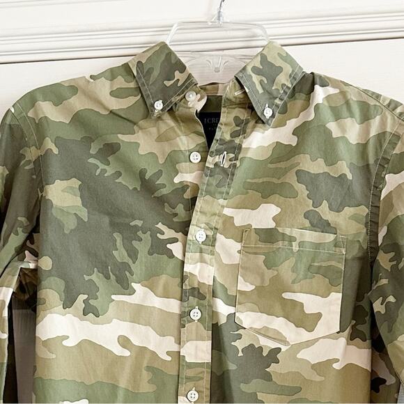 J Crew Camo button down shirt SLIM FIT FLEX green L6410 Mens SMALL 2019 - Picture 2 of 16
